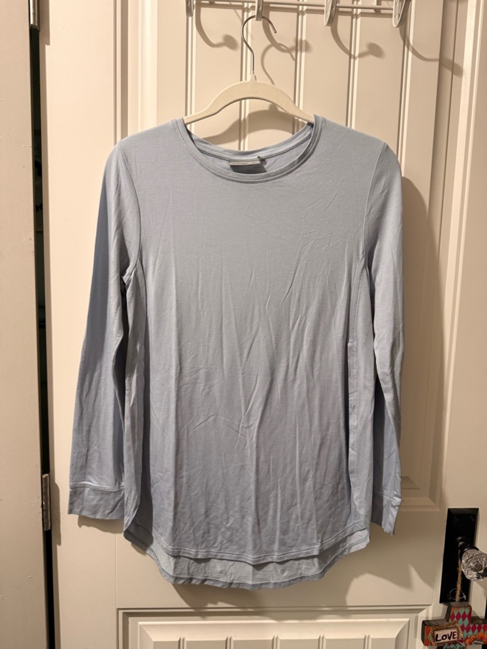 Light Blue Long-Sleeve Women's Crewneck Top